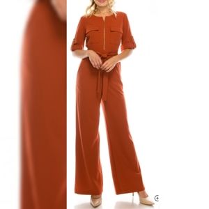 Shelby and Palmer Army Green Crepe Jumpsuit